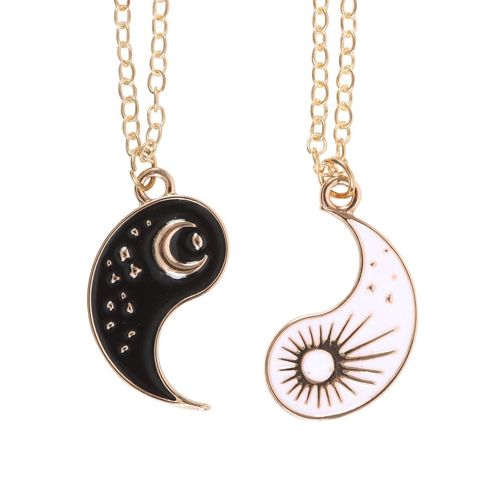 Something Different - Pair of Yin Yang Best Friend Pendant Ketting - Zwart/Wit